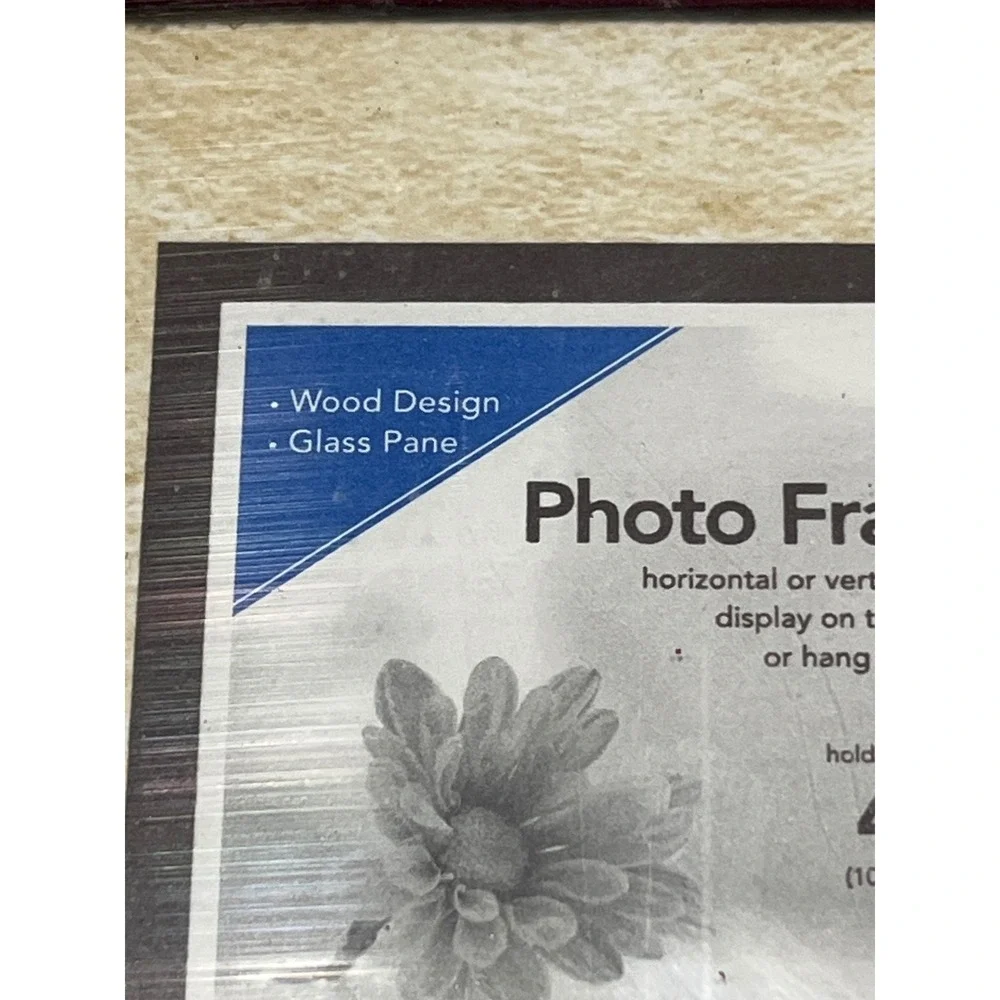 Moments 4x6 Photo Frame Burgundy Red Embossed Floral Wood Design Glass Pane NEW